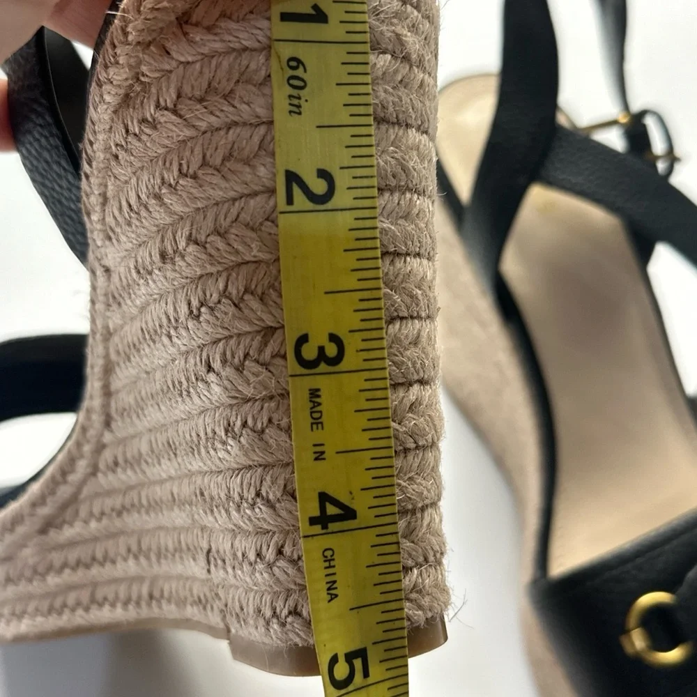 Guess Hisley Espadrille Wedge Sandal Black Size 11M NEW